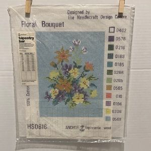 Anchor Floral Bouquet Needlecraft Design Cotton Canvas HS0816